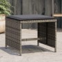 Sgabelli Giardino con Cuscini 4pz Grigi 41x41x36cm Polyrattan