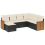 Set Divani da Giardino con Cuscini 7pz Nero Polyrattan