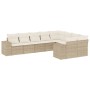 Set Divano da Giardino 9 pz con Cuscini Beige in Polyrattan