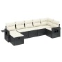 Set Divani da Giardino con Cuscini 7pz Nero Polyrattan