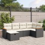 Set Divano da Giardino 6 pz con Cuscini Nero in Polyrattan