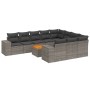 Set Divani da Giardino 11 pz con Cuscini in Polyrattan Grigio