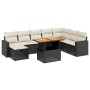 Set Divani da Giardino 9 pz con Cuscini Nero in Polyrattan