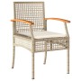 Set da Pranzo da Giardino 9 pz con Cuscini Beige in Polyrattan