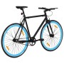 Bicicletta a Scatto Fisso Nera e Blu 700c 55 cm