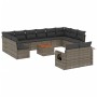 Set Divani da Giardino 13 pz con Cuscini Grigio in Polyrattan