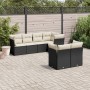 Set Divani da Giardino con Cuscini 7pz Nero Polyrattan