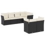 Set Divani da Giardino con Cuscini 7pz Nero Polyrattan