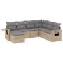 Set Divani da Giardino 7 pz con Cuscini Beige in Polyrattan