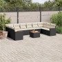 Set Divani da Giardino 11 pz con Cuscini in Polyrattan Nero