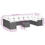 Set Divani da Giardino 11 pz con Cuscini in Polyrattan Nero