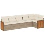 Set Divano da Giardino 6 pz con Cuscini Beige in Polyrattan