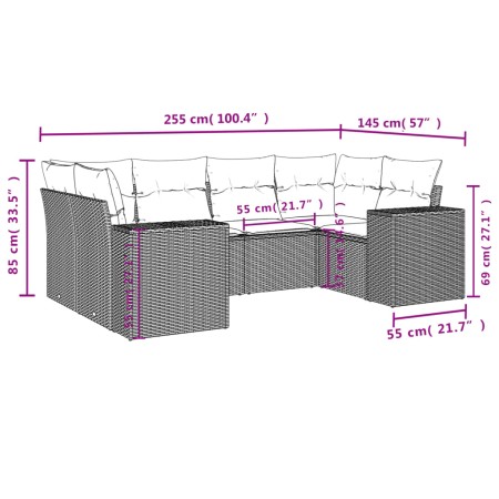 Set Divano da Giardino 6 pz con Cuscini Grigio in Polyrattan