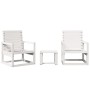 Set Salotto da Giardino 3 pz Bianco in Legno Massello di Pino