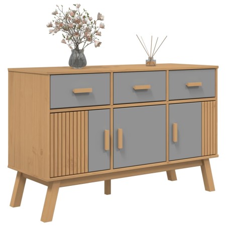 Credenza OLDEN Grigia e Marrone 114x43x73,5 cm Massello di Pino