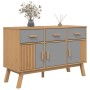 Credenza OLDEN Grigia e Marrone 114x43x73,5 cm Massello di Pino