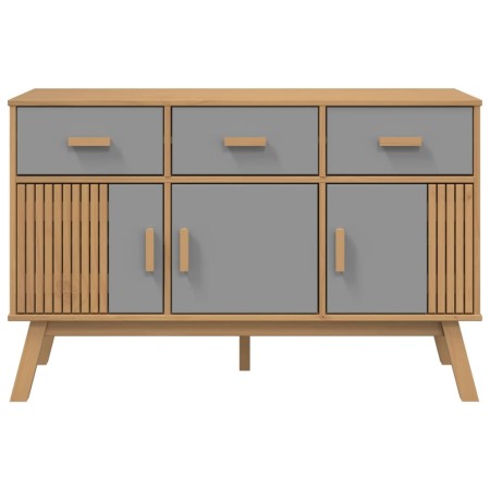 Credenza OLDEN Grigia e Marrone 114x43x73,5 cm Massello di Pino