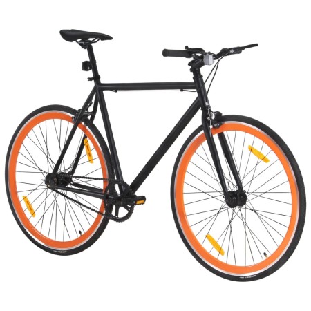 Bicicletta a Scatto Fisso Nera e Arancione 700c 51 cm