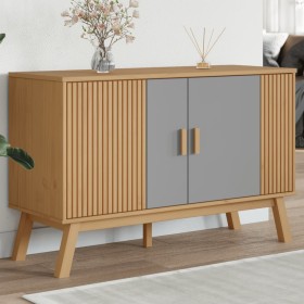 Credenza OLDEN Grigia e Marrone 114x43x73,5 cm Massello di Pino