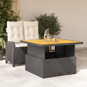 Set da Pranzo da Giardino 2 pz con Cuscini Nero in Polyrattan