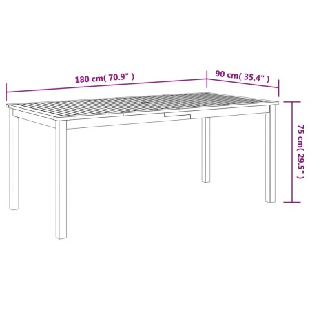 Tavolo da Pranzo da Giardino 180x90x75 cm Legno Massello Acacia