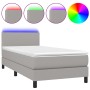 Letto a Molle Materasso e LED Grigio Chiaro 90x190 cm Tessuto