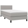 Letto a Molle Materasso e LED Grigio Chiaro 90x190 cm Tessuto