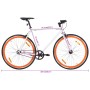 Bicicletta a Scatto Fisso Bianca e Arancione 700c 55 cm