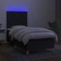 Letto a Molle con Materasso e LED Nero 100x200 cm in Tessuto