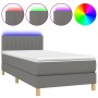 Letto a Molle Materasso e LED Grigio Scuro 100x200cm in Tessuto