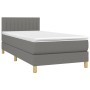 Letto a Molle Materasso e LED Grigio Scuro 100x200cm in Tessuto