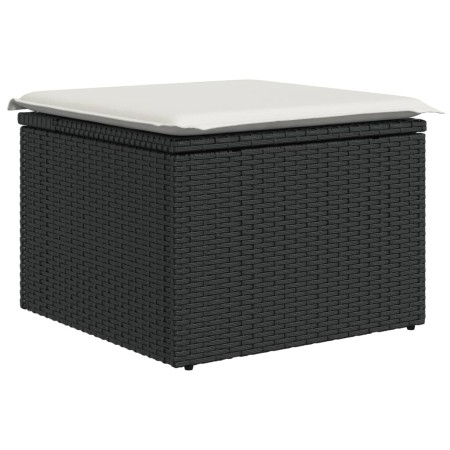 Set Divani da Giardino 10pz con Cuscini in Polyrattan Nero