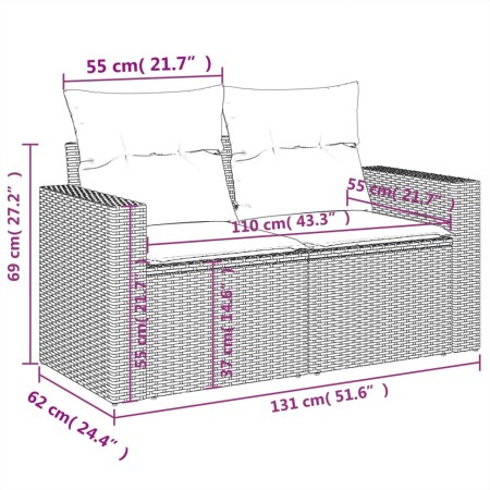 Set Divani da Giardino 10pz con Cuscini in Polyrattan Nero