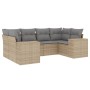 Set Divano da Giardino 6 pz con Cuscini Beige in Polyrattan