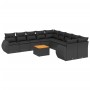 Set Divani da Giardino 11 pz con Cuscini in Polyrattan Nero