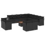 Set Divani da Giardino 14pz con Cuscini in Polyrattan Nero