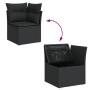 Set Divani da Giardino 14pz con Cuscini in Polyrattan Nero