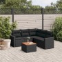 Set Divano da Giardino 6 pz con Cuscini Nero in Polyrattan