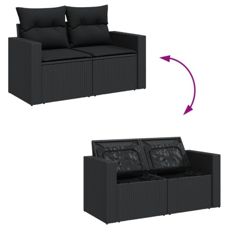 Set Divano da Giardino 6 pz con Cuscini Nero in Polyrattan