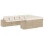 Set Divano da Giardino 10 pz con Cuscini Beige in Polyrattan