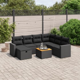 Set Divani da Giardino con Cuscini 8 pz Nero in Polyrattan