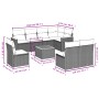 Set Divano da Giardino 9 pz con Cuscini Grigio in Polyrattan