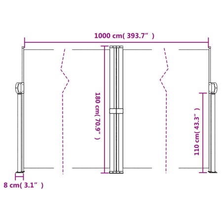 Tenda da Sole Laterale Retrattile Marrone 180x1000 cm