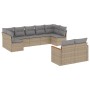 Set Divano da Giardino 9 pz con Cuscini Beige Misto Polyrattan