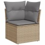 Set Divano da Giardino 9 pz con Cuscini Beige Misto Polyrattan