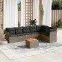 Set Divano da Giardino 8 pz con Cuscini Grigio in Polyrattan