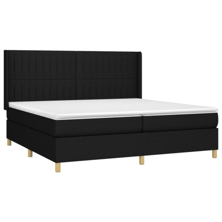 Letto a Molle Materasso e LED Nero 200x200cm in Tessuto