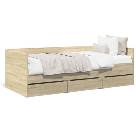 Divano Letto con Cassetti Rovere Sonoma 75x190 cm Multistrato