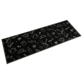 Tappeto da Cucina Lavabile Nero Mattutino 60x180 cm in Velluto