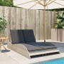 Lettino con Cuscini Grigio Chiaro 114x205x73 cm in Polyrattan